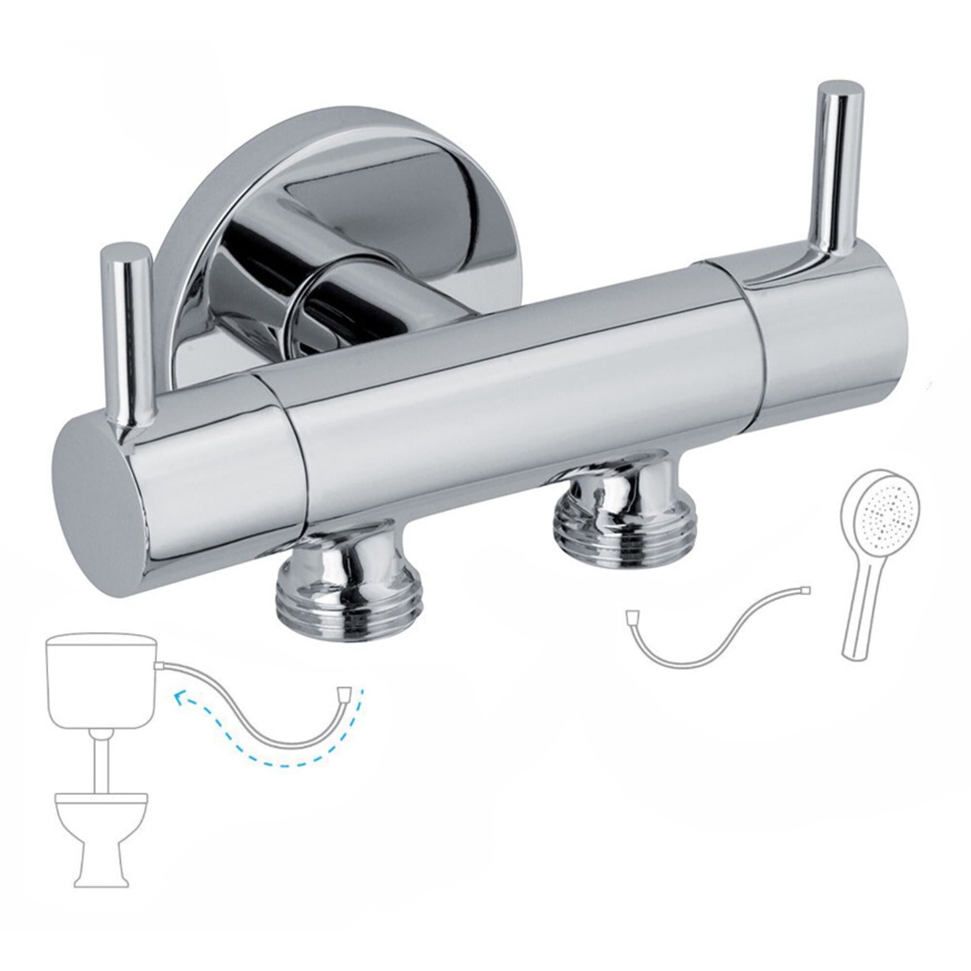 Rubinetto per set bidet 2 uscite